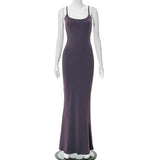Satin Slip Sleeveless Backless Slim Sexy Maxi Dress 2022 Spring Women Party Y2K Concise Bodycon Elegant
