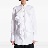 New Star Fashion Simple Repair Wood Ear Lotus Side With White Long-Sleeved