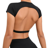 Woherb Chest Mat Nude Yoga Clothes Tight Fast-Dry Sports Yoga Top Outdoor Running Beautiful Back Health-Outfit