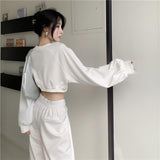 Women Crops Y2k Autumn Slim Vintage Mujer Lady All-match Club O-neck Secy Popular College Ins School Girls Harajuku-Outfit