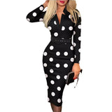 New Fashion Lattice V-Necked Ass Long-Sleeved Sexy Dress