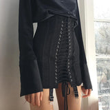 Sexy Corset High Waist Bandage Bodycon Gothic Black Skirts Womens 2023 Lace Up Tight Hip Skirt Slim Party Mini Skirt-Outfit