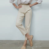 Summer Casual Solid Ankle-Length Pants 2023 High waist Fashion Female Elegant Straight Pants Trousers Clothing LY9385-Outfit