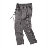 Street Side Button Cashew Print Suede Baggy Pants Mens Drawstring Straight Loose Casual Pants Hip Hop Oversize