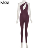 Kliou One Shoulder Sexy Cut Out Rompers Womens Jumpsuit 2021 Streetwear Solid Backless Active Wear Skinny Slim Jumpsuits