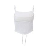 Woherb French Sexy Show Thin Pure Desire Jacket Summer Burst Satin Fish Bone Temperament Condole Belt Vest Woman-Outfit