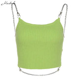 Spring Green Fashion Tank Top Women Knitting Sleeveless Backless Sexy Slim Clothing Y2K Lady Solid Crop Top 2021