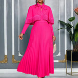 Temperament Round-Neck Three-Dimensional Lotus Leaf-Side Dress Collection Waist Thin Temperament Ass Banquet Dress