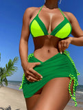 Woherb New 2024 Three-Piece Patchwork Bikini Women's