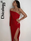 Sexy Hollow Out Slit Bodycon Maxi Dress Elegant Festival Party Evening Birthday Autumn Winter Women Wholesale Clothes-Outfit