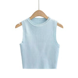 Summer New Top Sleeveless Short Knitted Vest Female