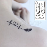 Water Transfer Tattoo Sexy Black Letter Lifeline Tattoo Body Art Waterproof Temporary Fake Flash Tattoo for Man Woman