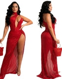Sexy Sequins Cutout Sleeveless Split Evening Dress with