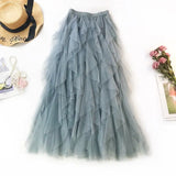 Tutu Tulle Skirt Women Long Maxi Skirt 2019 Spring Summer Korean Black Pink High Waist Pleated Skirt