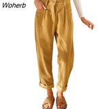 Autumn Casual Corduroy Pants Women's Loose Straight Loose Trousers for Women High Waist Pants New All-match 22883-Outfit