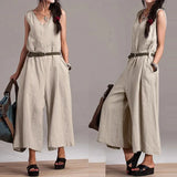 Solid Overalls Women's Summer Jumpsuits ZANZEA 2022 Casual Sleeveless Tank Playsuits Female V Neck Rompers Wide Leg