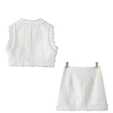 New Woolen Short Vest Woolen Mini Skirt Suit-Outfit