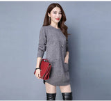 Woherb Korean Version Of The Long Round Collar Long Sleeve Slim Sleeve Knit Bottom Shirt Autumn And Winter New Pure Color Sweater Female Tide-Outfit