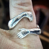 New Creative Gold Silver Color Love Hug Ring Cute Adjustable Open Rings for Women Men Fashion Lovers Jewelry