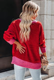 Winter Contrast Color V-Neck Sweater Coat with