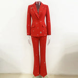 Star Fashion New Heavy Industry Metal Hole A Buckle Blazer Trouser Suit