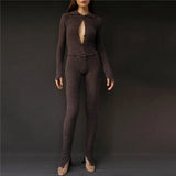 Overalls Jumpsuits Women Skinny Knitted Casual Sexy Ladies Long Sleeve Jumpsuit 2023 Autumn Winter Club Playsuit Body Top 1028-1-Outfit