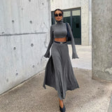 Woherb Women's Short Hooded Top High Waist Side Slit Unique Suit Skirt 2024 Spring And Autumn New Two-Piece Set For Women-Outfit