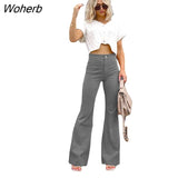 High-waisted Pants Women Winter Casual Loose Flared Pants Corduroy Solid Trousers Women Streetwear Pantalon 24279-Outfit