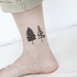 Tattoo Sticker Pine Tree Christmas Plant Black Hand Body Art Water Transfer Temporary Fake Tatto Flash Tatoo for Kid Girl