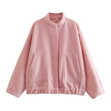 Autumn And Winter New Women's Casual Multi-Color Loose Wool Jacket Dark Buckle Collar