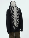 punk hoodie with skull jacquard