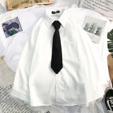 2023 Long Sleeve Loose Student Blouse Shirt Women White Black Turn Down Collar Autumn Casual Oversized Shirt Vintage Top-Outfit