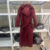 Autumn New Female Retro Leisure Double Buckle With Belt Long Hair