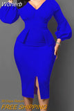 Bodycon Midi Dress African Dresses for Women 2023 Daily Elegant High Waist Bandage Puff Sleeve Robe Femme African Clothes-Outfit