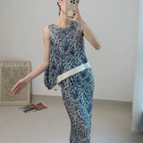 Folded New Middle-Chai Porcelain Printing Wrinkles Daily Commute Flower Vest Dress Suit