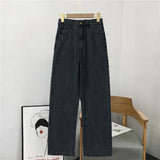 jeans love chain womens kawaii Korean fashion ultra-low waist y2k loose wide- leg jeans street casual loose trousers