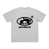 Street Trend Brand Prote Ct Print T-Shirt Gothic High Street Loose T-Shirt Casual Hip-Hop Short
