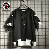 Fashion Men's Tshirt Short Sleeves o-neck Solid Fake 2 pieces Tees shirt Cotton Summer Clothes Top Tees Tshir Asian Size