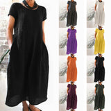 Solid-Color Retro Loose Cotton Dress Direct