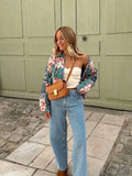 New Women's Fashion Print Loose Casual Cardigan Short Cotton Coat