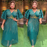 African Dresses for Women 2023 Traditional Nigeria Luxury Hot Drill Beaded Caftan Dress Abaya Musulman Robe Femme Clothes-Outfit