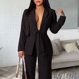 Women White Blazers Spring with Sashes Elegant Buttons Large Size Jacket Tops Office Ladies Black Formal Classy Business