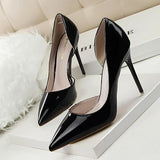 2019 Women pumps Elegant pointed toe patent leather office lady Shoes Spring Summer High heels Wedding Bridal