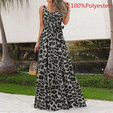 Print Bohemian Long Dress Celmia Women 2022 Summer Elegant Sleeveless Beach Maxi Sundress Casual Belted Party