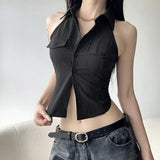 Lapel Single-Breasted Suit Vest 2024 Summer Spice Girl Fashion Sleeveless New Top-Outfit