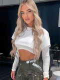 White Long Sleeves O-Neck Crop