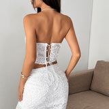 Three-Dimensional Gacoustic Texture One-Word Shoulder Hottie Sexy Gathering Chest Thoracic Blouse