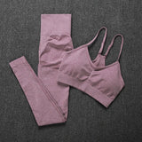 Seamless Gym Two Piece Set Women High Stretchy Tracksuit Women Sports High Waist Leggings Workout Pants Sets