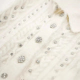 Spring Style Beaded Diamond Lapel Knitted Sweater Short Coat 4331141-Outfit