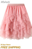 8 Color Girl Sweet Mesh Short Tulle Skirt Elastic Waist Fairy Tutu Ball Gown Mini Skirt For Spring Summer QT2179-Outfit